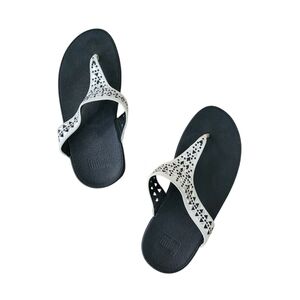 Fit Flop Silver Studded Thong Flip Flop Wedge Sandals 5